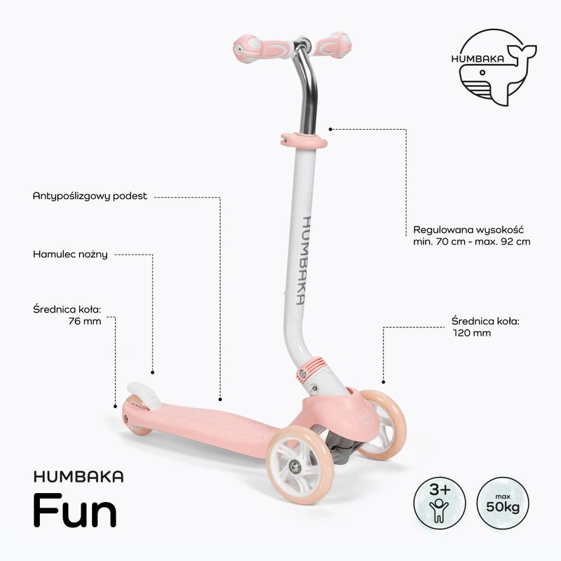 Самокат триколісний дитячий HUMBAKA Fun рожевий HBK-KS001 2