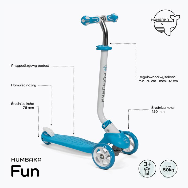 Самокат триколісний дитячий HUMBAKA Fun блакитний HBK-KS001 2
