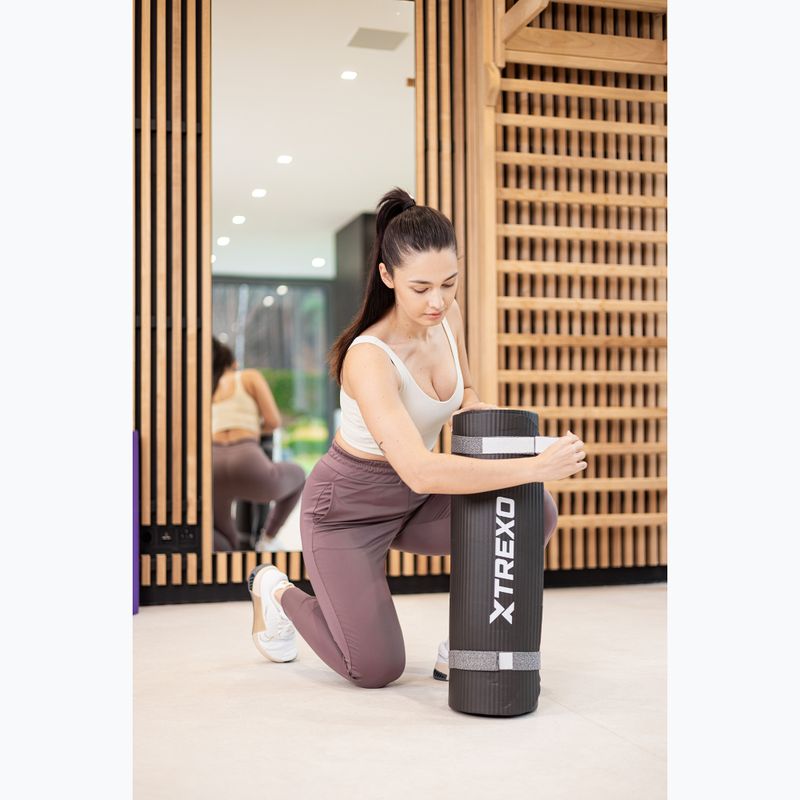 Килимок для тренувань XTREXO NBR 15 мм з ременем чорний 5