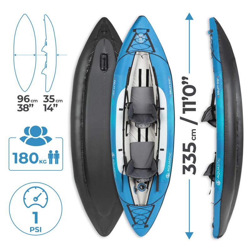 Байдарка надувна 2-місний AQUASTIC Delft 11'0'' блакитний 15