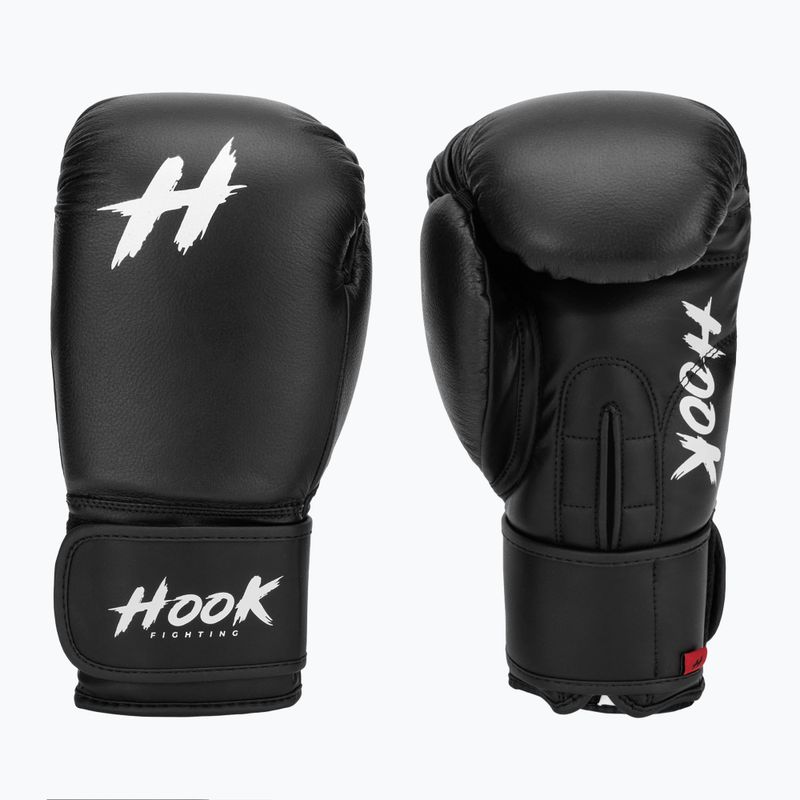 Боксерські рукавички шкіряні HOOK FIGHTING Ready to Fight чорні