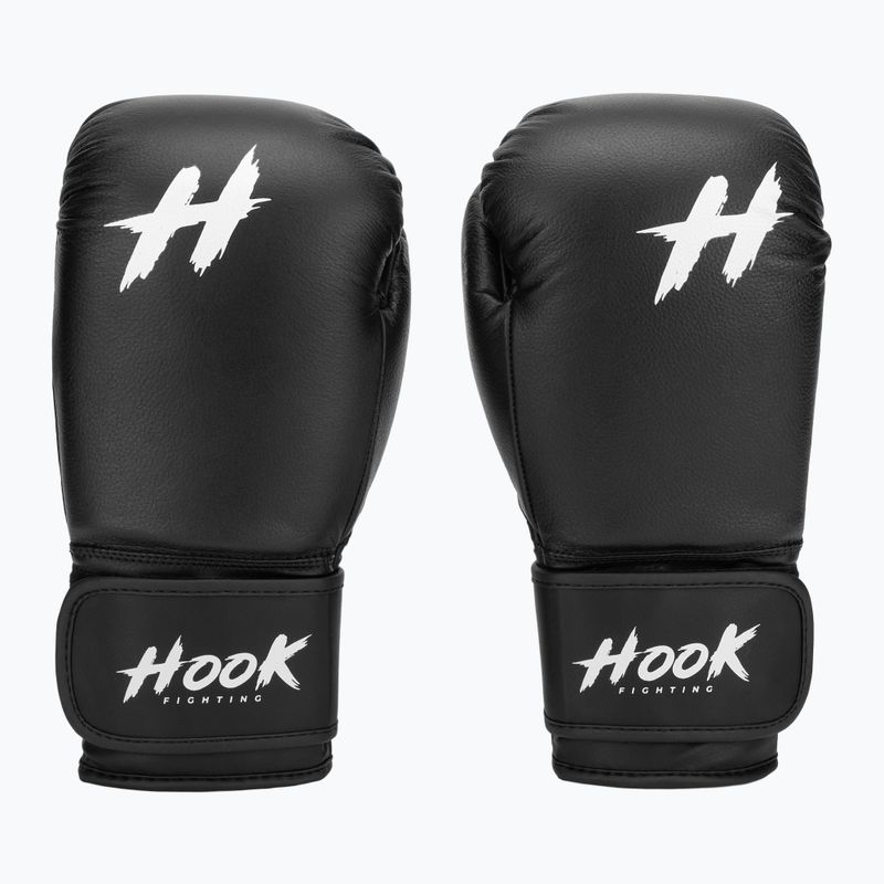 Рукавиці боксерські HOOK FIGHTING Ready to Fight шкіряні чорний 2
