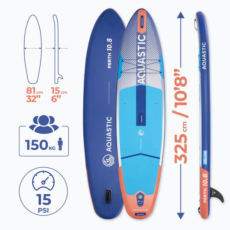 Набір дошка SUP надувна AQUASTIC Perth 10'8" all-round blue 16