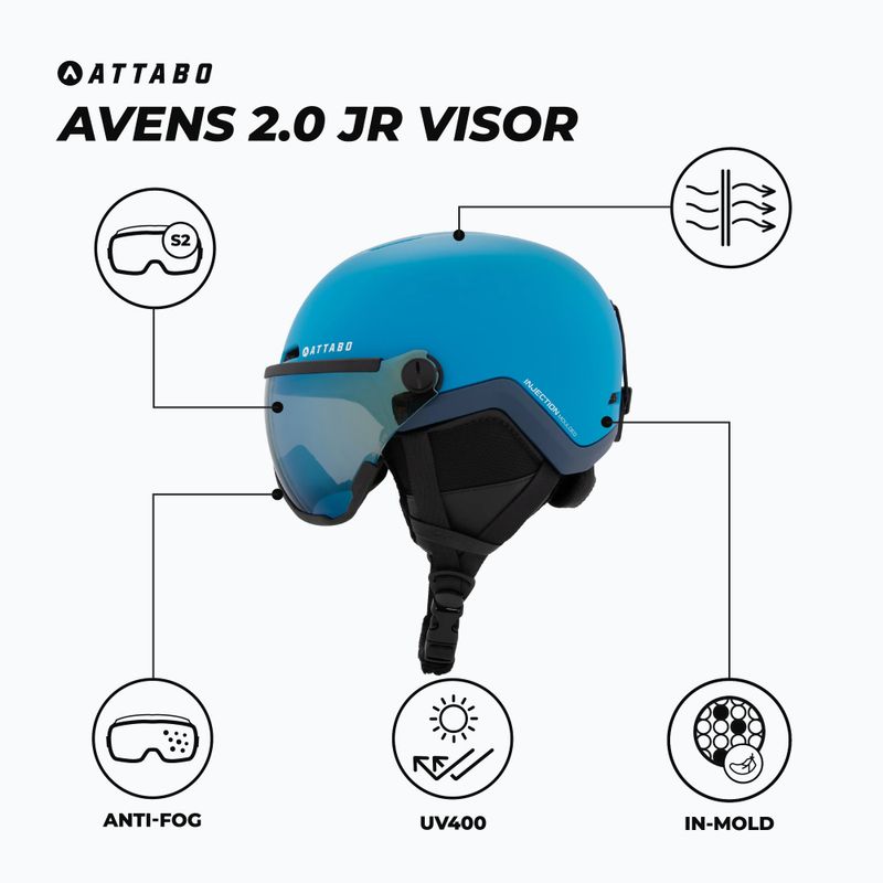 Шолом гірськолижний дитячий ATTABO Avens 2.0 Jr Visor блакитний 2