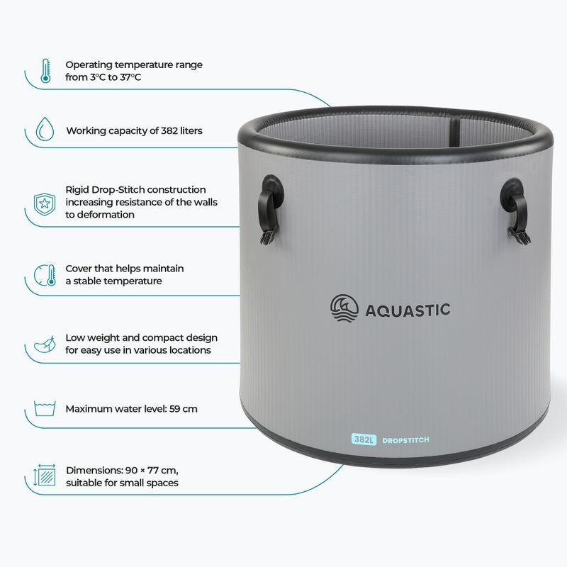 Басейн для моржування AQUASTIC BrrFree 382 l dropstitch gray 8