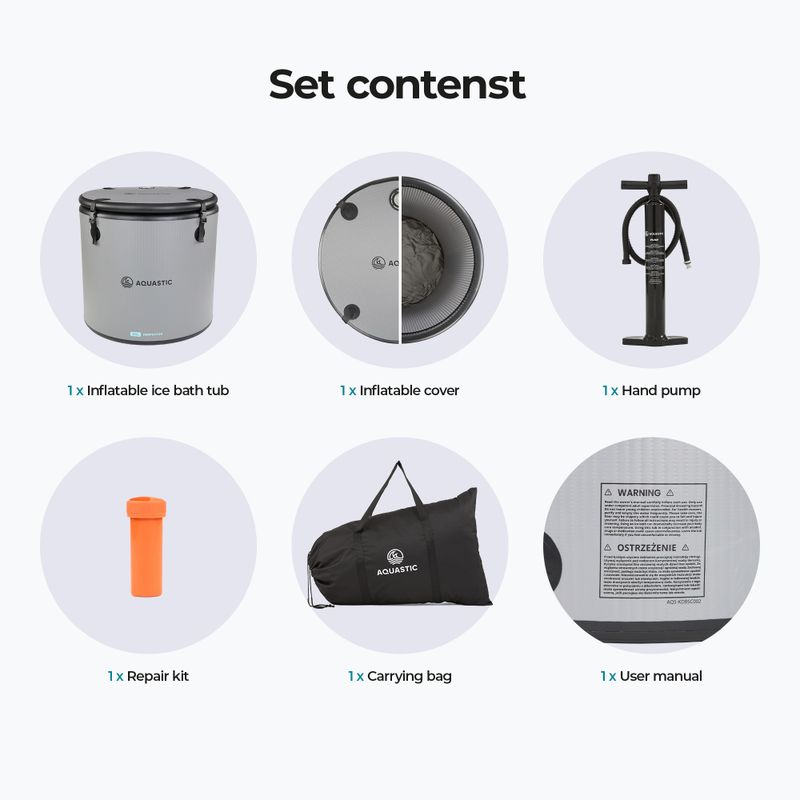 Басейн для моржування AQUASTIC BrrFree 382 л dropstitch сірий 10