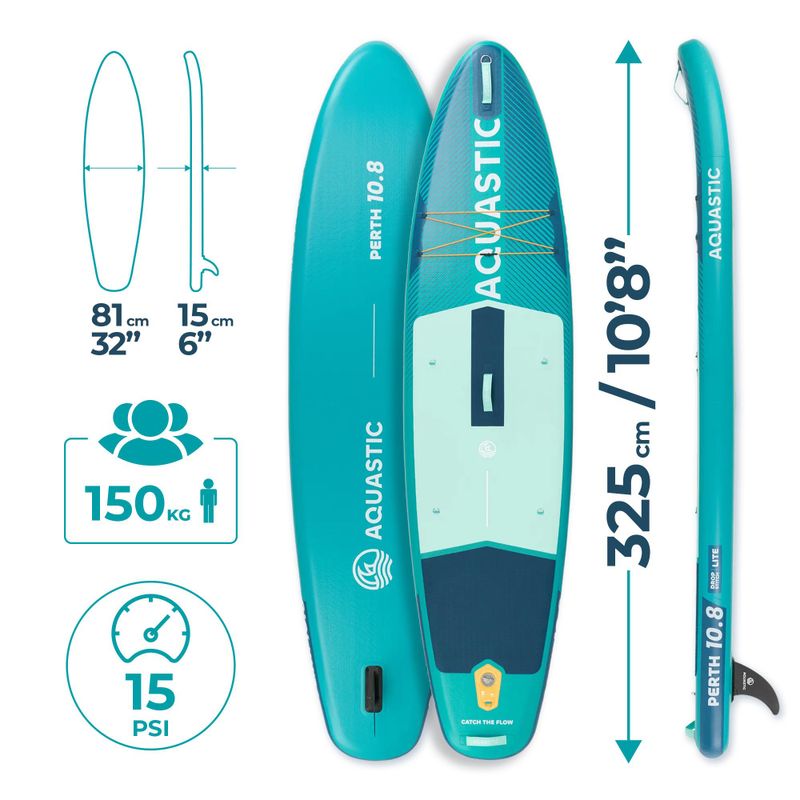 Набір дошка SUP надувна AQUASTIC Perth 10'8" allround green 18