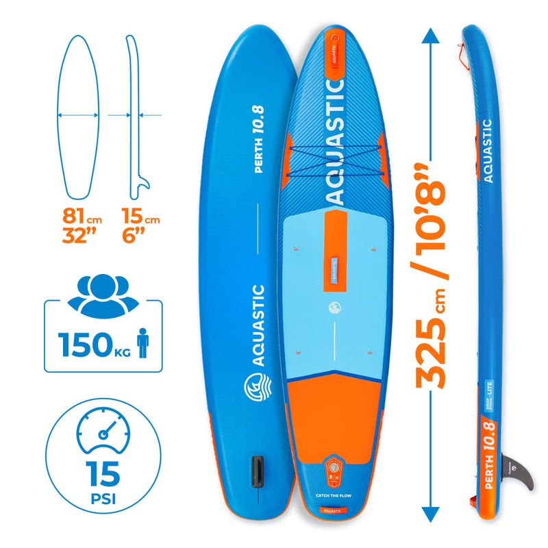 Набір дошка SUP надувна AQUASTIC Perth 10'8" all-round blue 24