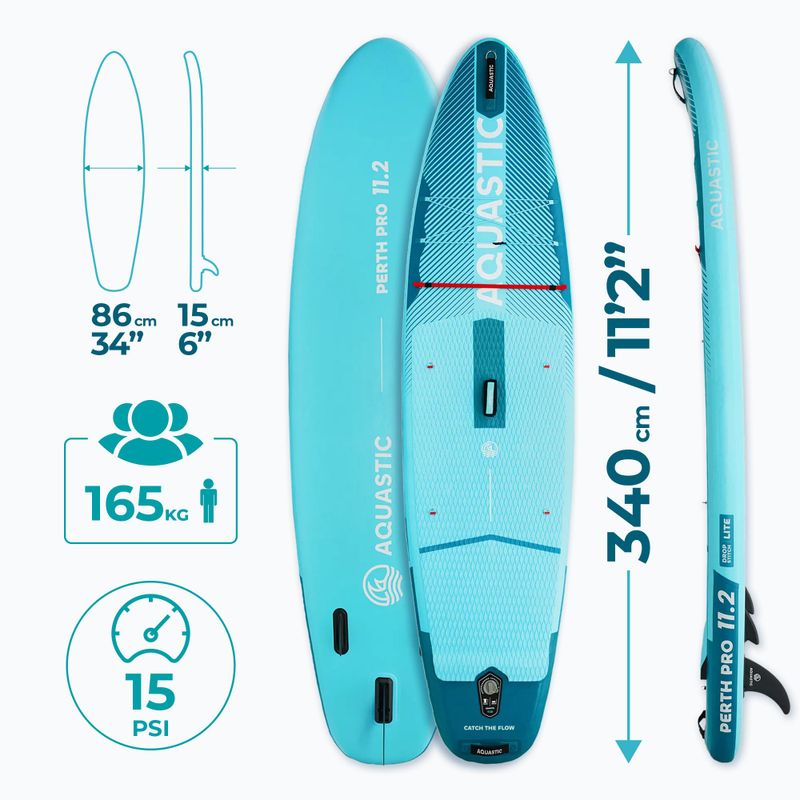 Набір дошка SUP надувна AQUASTIC Perth Pro 11'2" all-round green 19