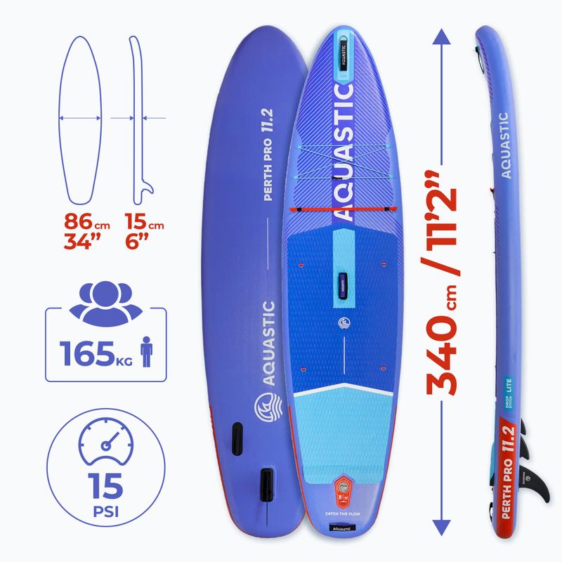Набір дошка SUP надувна AQUASTIC Perth Pro 11'2" all-round blue 21