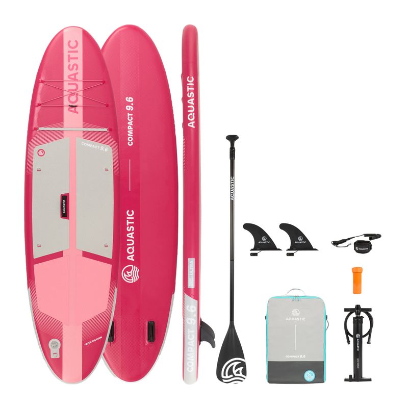 Набір дошка SUP надувна AQUASTIC Compact 9'6" pink 21
