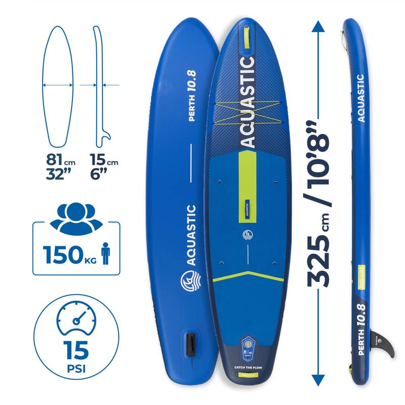 Набір дошка SUP надувна AQUASTIC Perth 10'8" allround dark blue 18