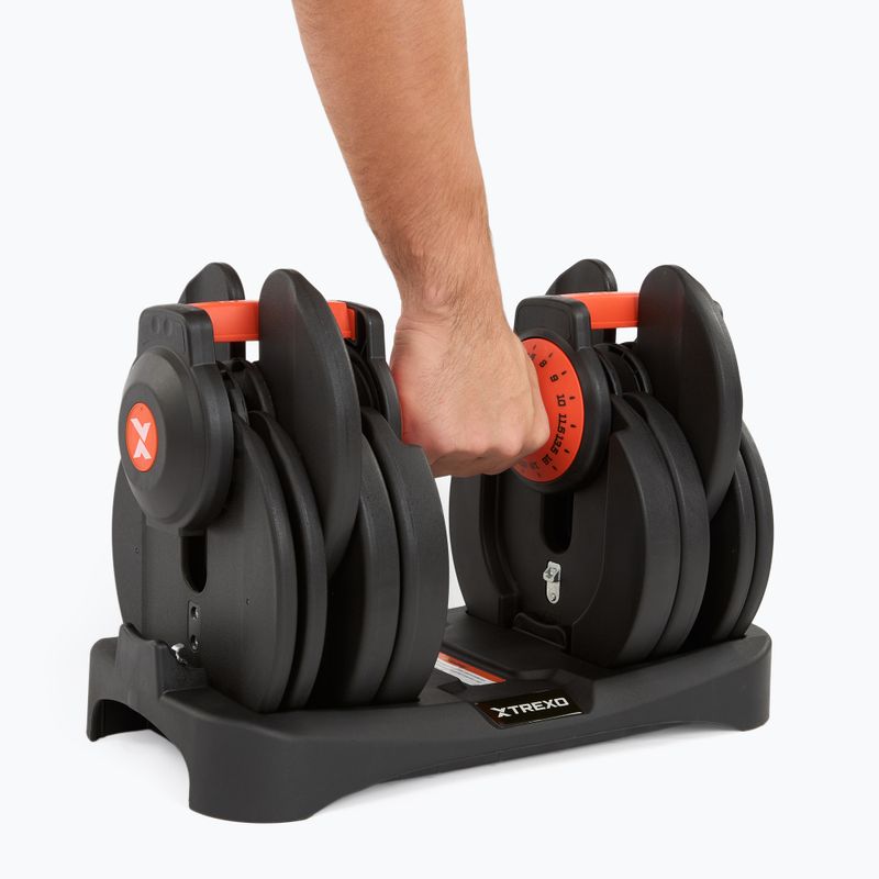 Регульована гантель XTREXO 24kg EVO black 10