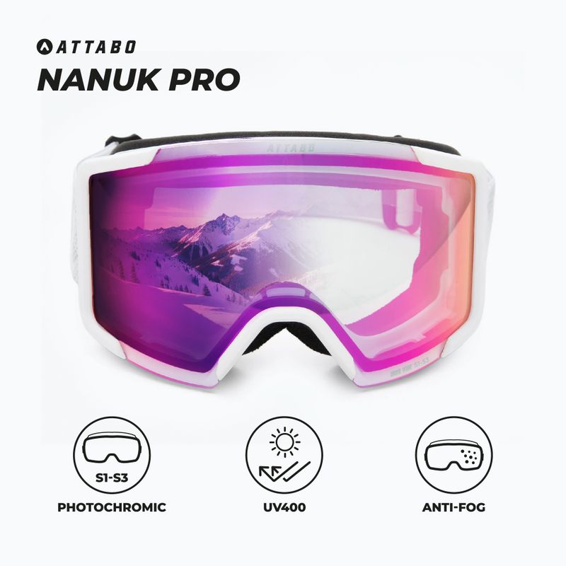 Лижні окуляри ATTABO Nanuk Pro photochromic white 2