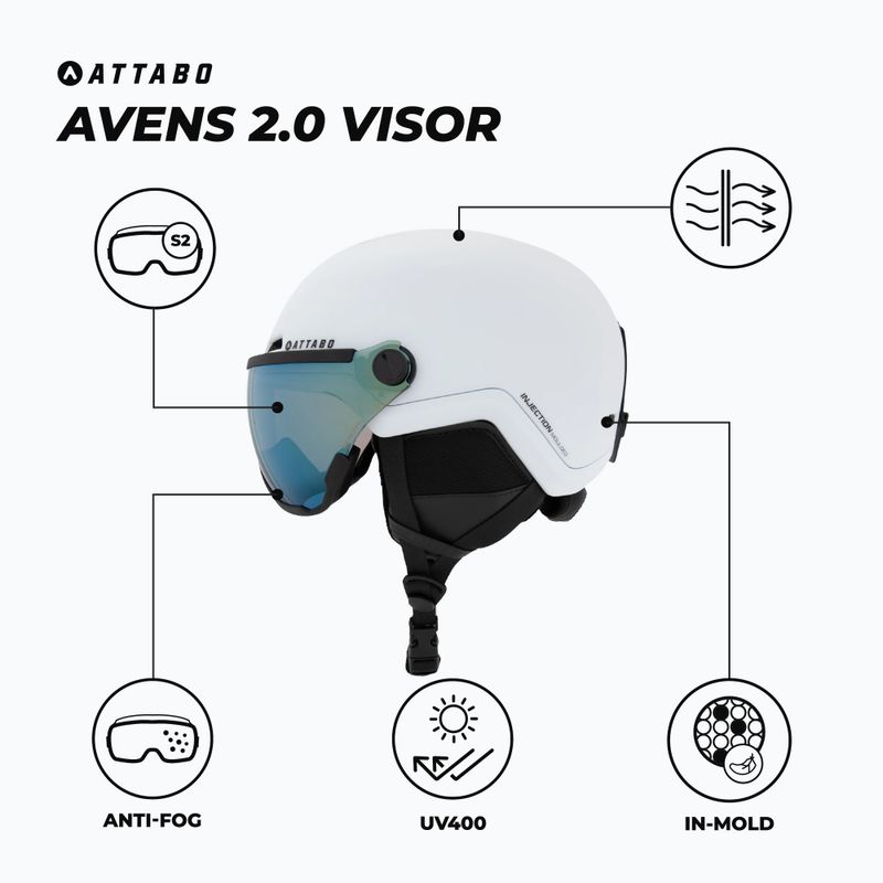 Гірськолижний шолом ATTABO Avens 2.0 Visor white 2