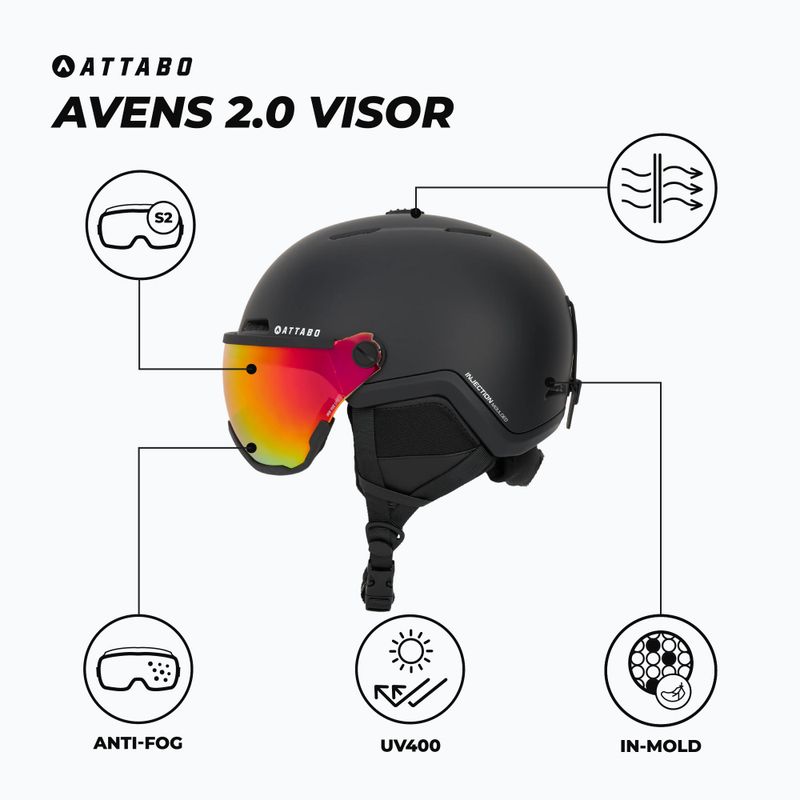 Шолом гірськолижний ATTABO Avens 2.0 Visor чорний 2