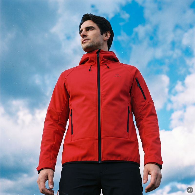 Чоловіча трекінгова кофта KADVA Arix WP 5K/3K softshell hybrid червона 6
