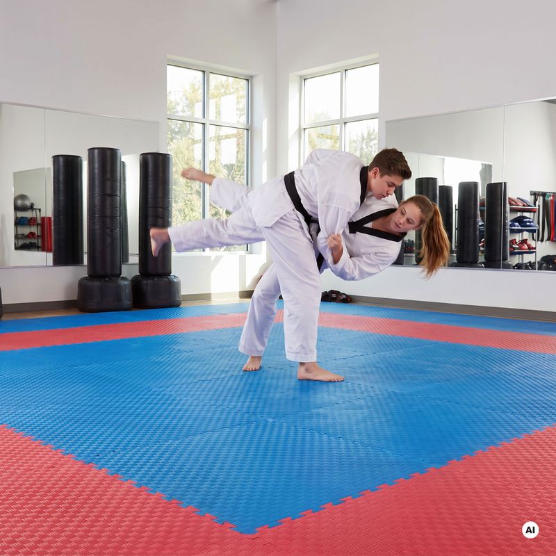 Килимок HOOK FIGHTING x Jen Yau puzzle tatami з сертифікатом World Taekwondo Federation блакитний 3