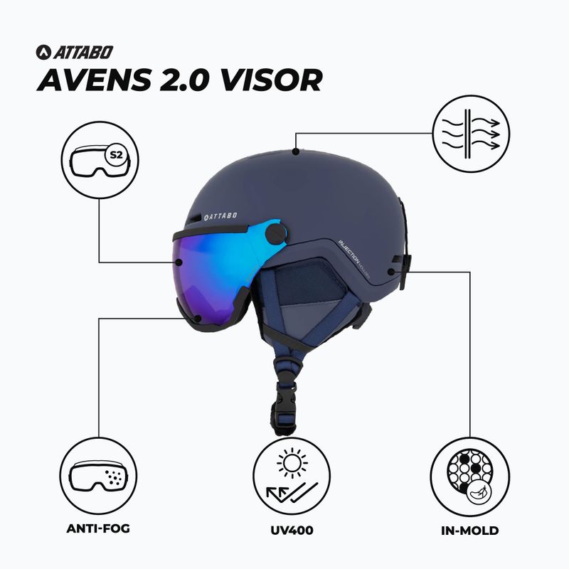 Гірськолижний шолом ATTABO Avens 2.0 Visor синій 2