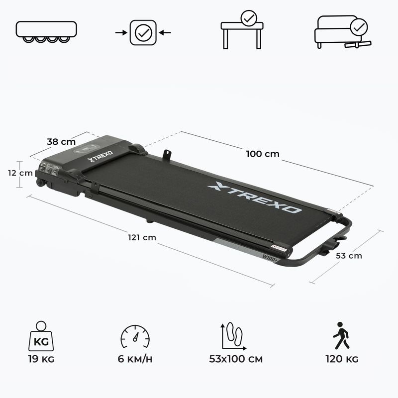 Бігова доріжка XTREXO Walking Pad W100+ чорний 3