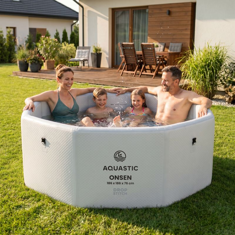 Надувний басейн AQUASTIC ONSEN drop stitch 1400 l 186 cm сірий 18