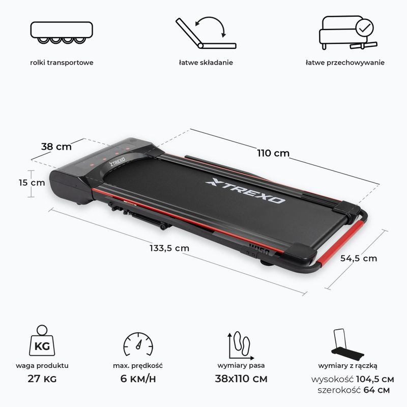 Бігова доріжка електрична XTREXO Walking Pad W150 чорний 3