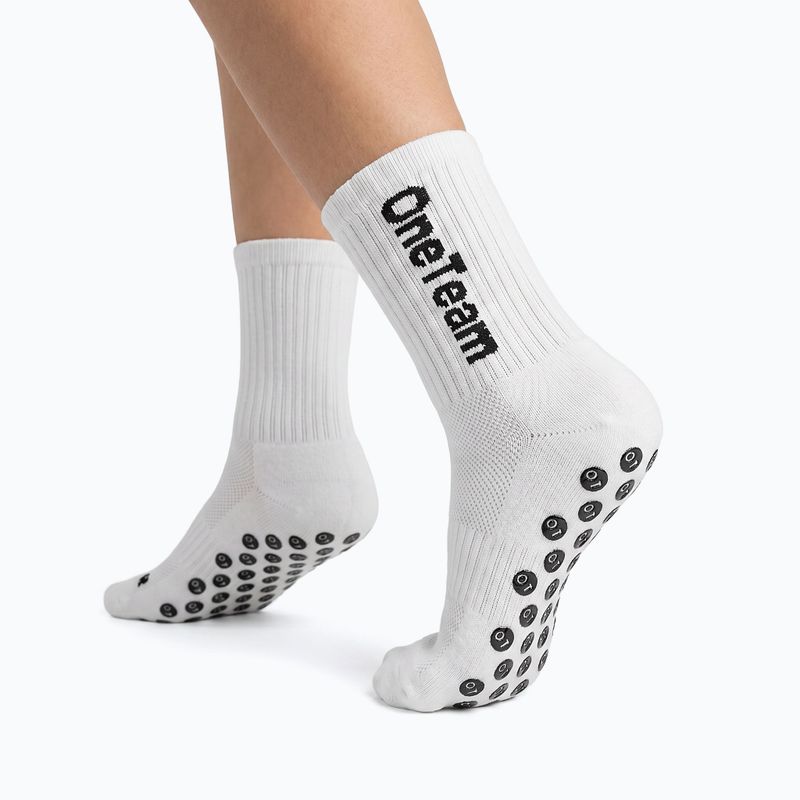 Дитячі футбольні шкарпетки OneTeam Precision Grip non-slip 2-pack white 2