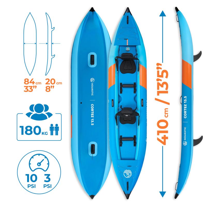 Байдарка надувна 2-місна AQUASTIC Cortez 13'5" 410 см блакитний 22