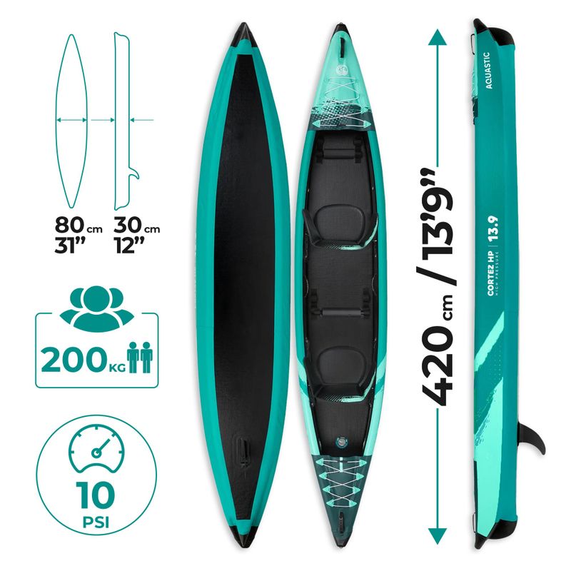 Байдарка надувна високотисневий 2-місна AQUASTIC Cortez 13'9" 420 см зелений 22