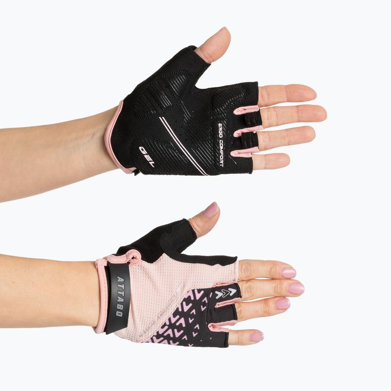Рукавички велосипедні жіночі ATTABO Vito WMNS gel shock proof рожевий/чорний 4