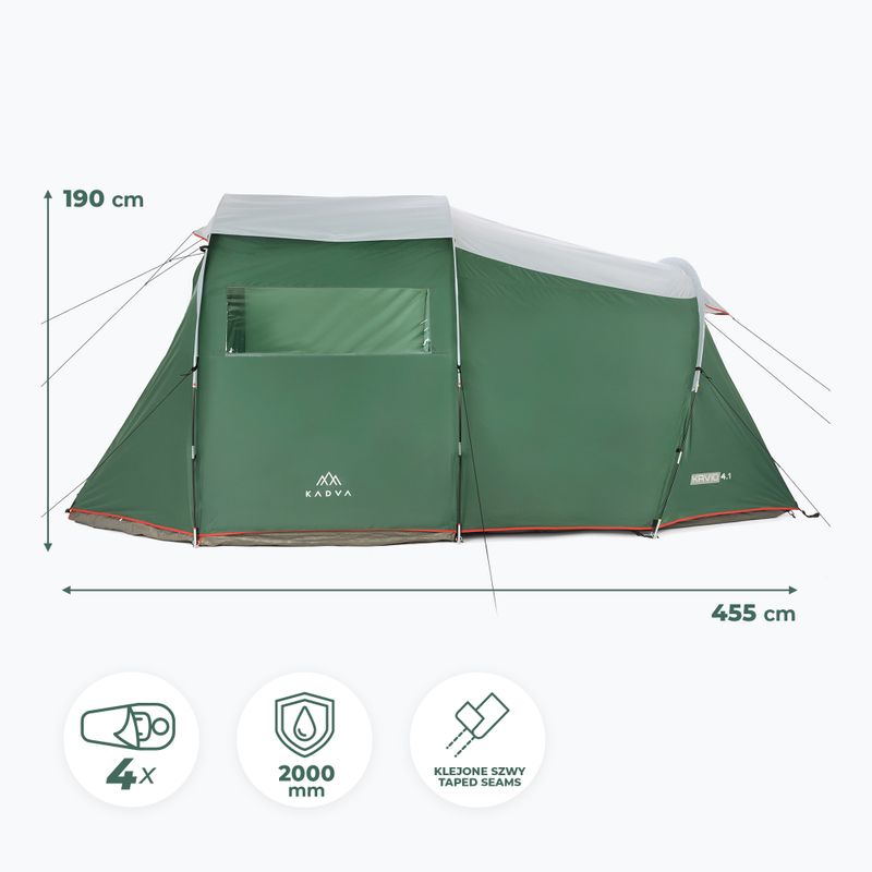Палатка кемпінгова 4-місна KADVA Kavio 4 зелена 4