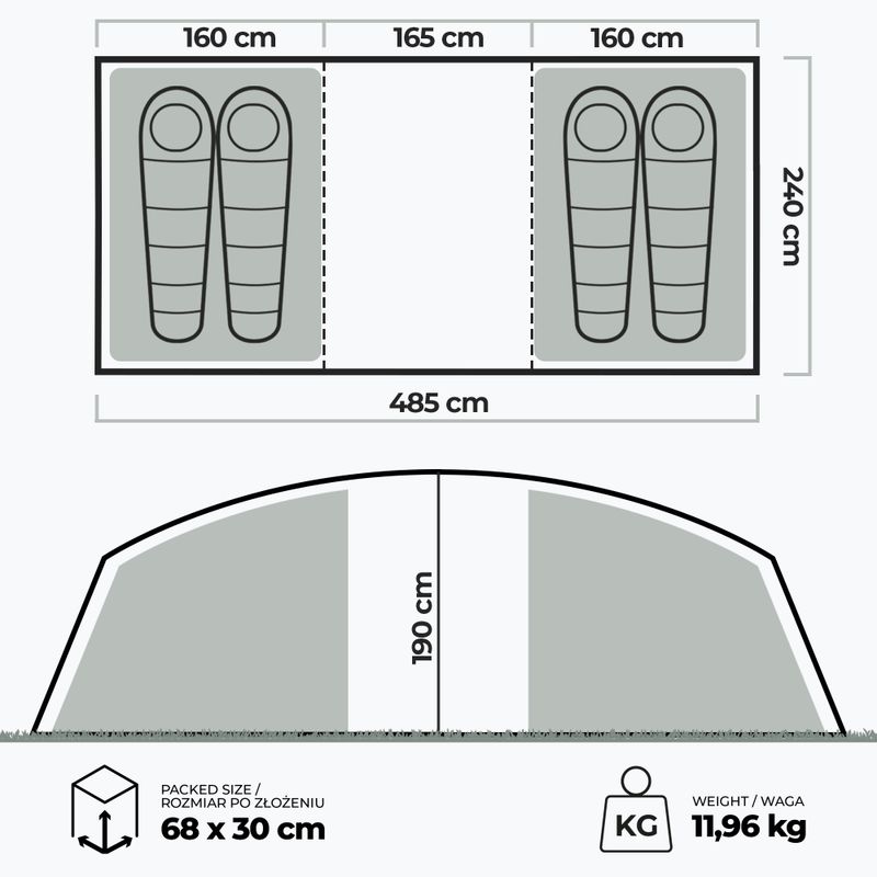 Намет кемпінговий 4-місний KADVA Kavio 4.2 зелений 22