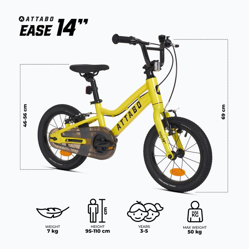 Дитячий велосипед ATTABO EASE 14" жовтий 2
