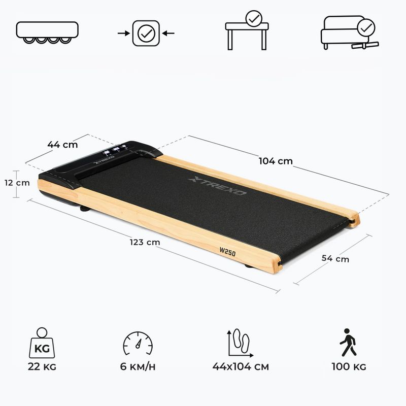 Бігова доріжна електрична XTREXO TXO-W250 чорний/коричневий 3