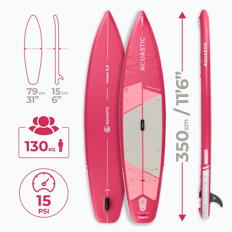 Набір дошка SUP надувна AQUASTIC Touring 11'6" pink 27