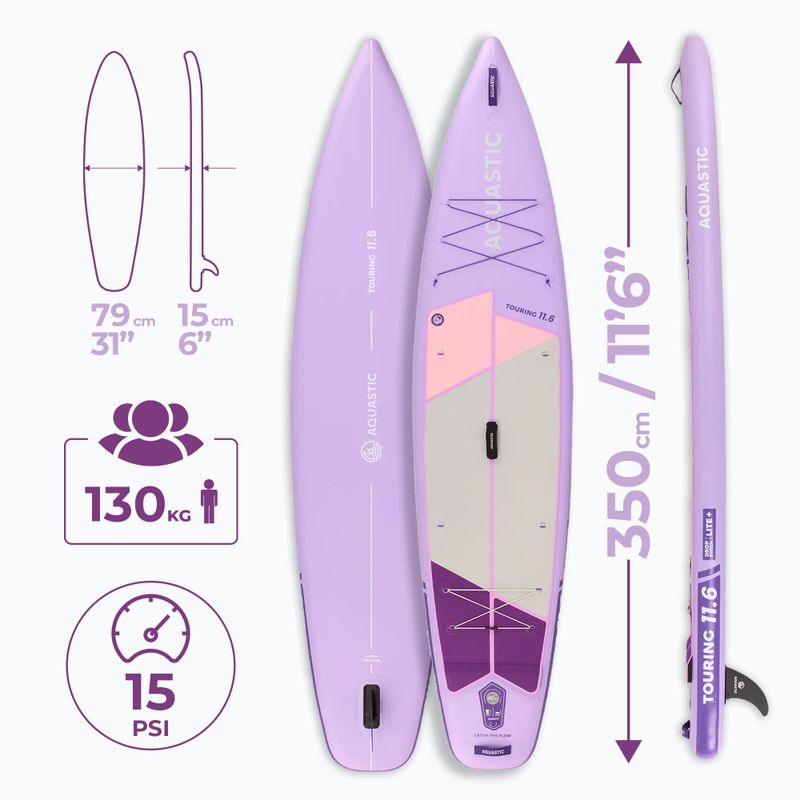 Набір дошка SUP надувна AQUASTIC Touring 11'6" purple 20