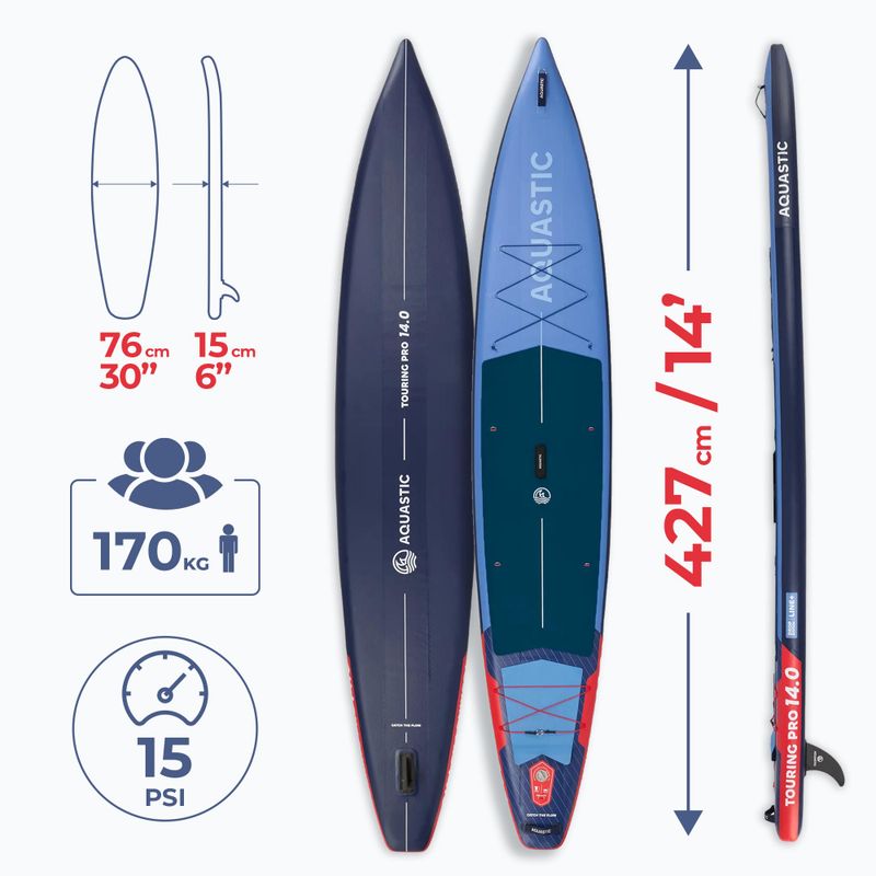 Дошка SUP AQUASTIC Touring Pro 14'0" темно-блакитний 18