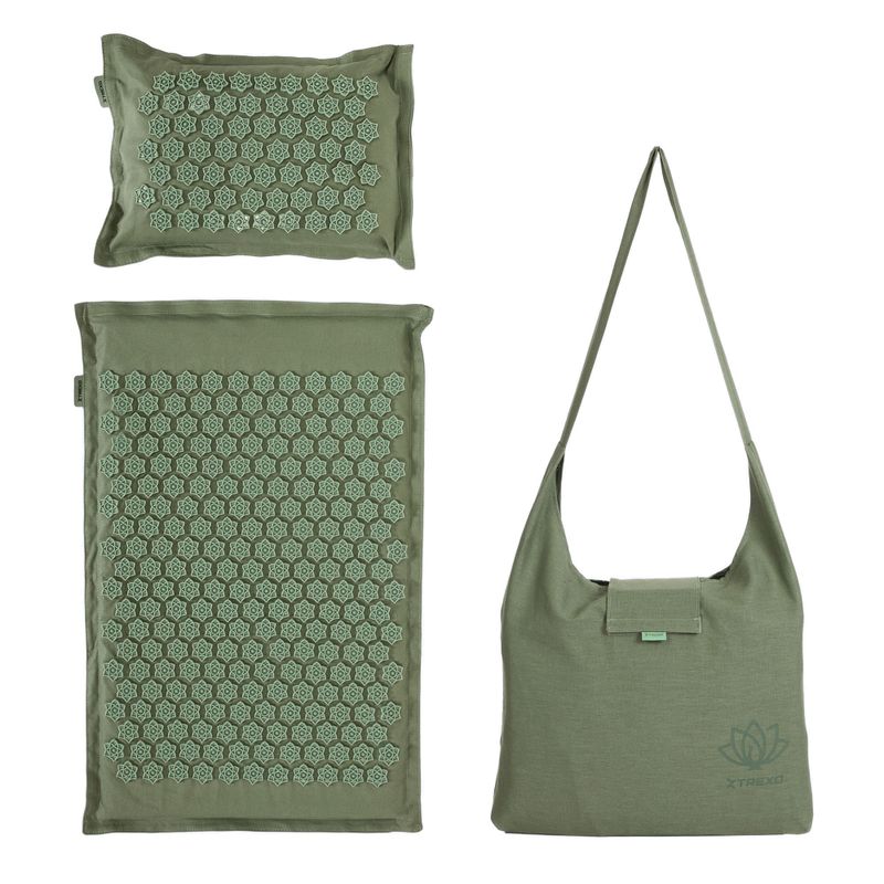 Килимок для акупресури XTREXO ECO з подушкою TXO-B4Z006-GN зелений 15