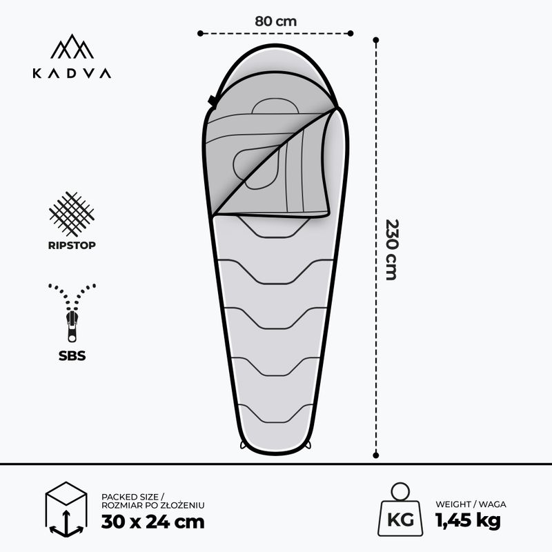 Спальний мішок KADVA Mumio R правий зелений 3