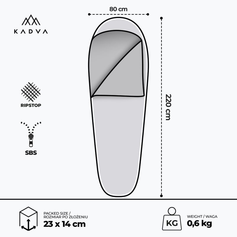 Спальний мішок KADVA Light 600 R правий темно-синій 3