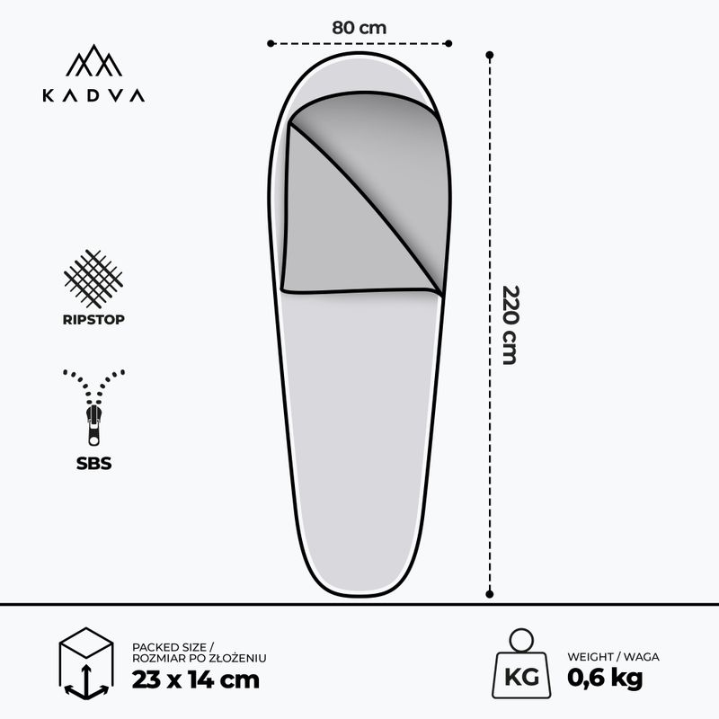 Спальний мішок KADVA Light 600 л lewy сірий 3