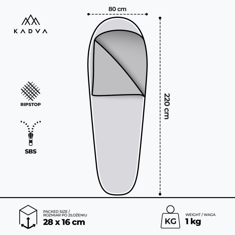 Спальний мішок KADVA Light 1000 л lewy сірий 3