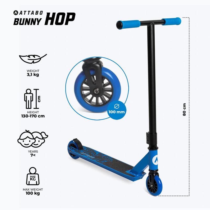 Самокат фрістайл дитячий ATTABO Bunny Hop блакитний 18