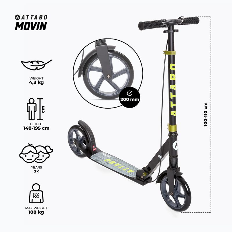 Hulajnoga miejska ATTABO Movin czarny 2