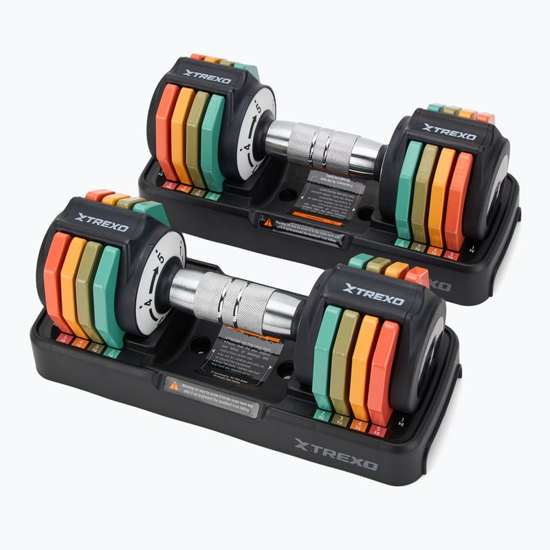 Комплект гантелей регульованих XTREXO 2 x 5 кг multicolor