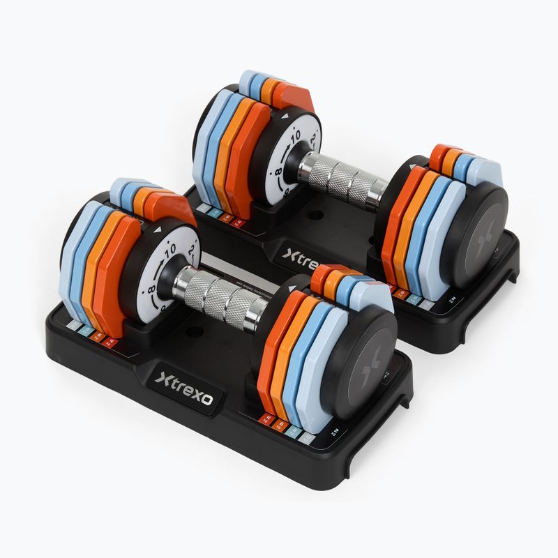 Комплект гантелей регульованих XTREXO 2 x 10 кг multicolor