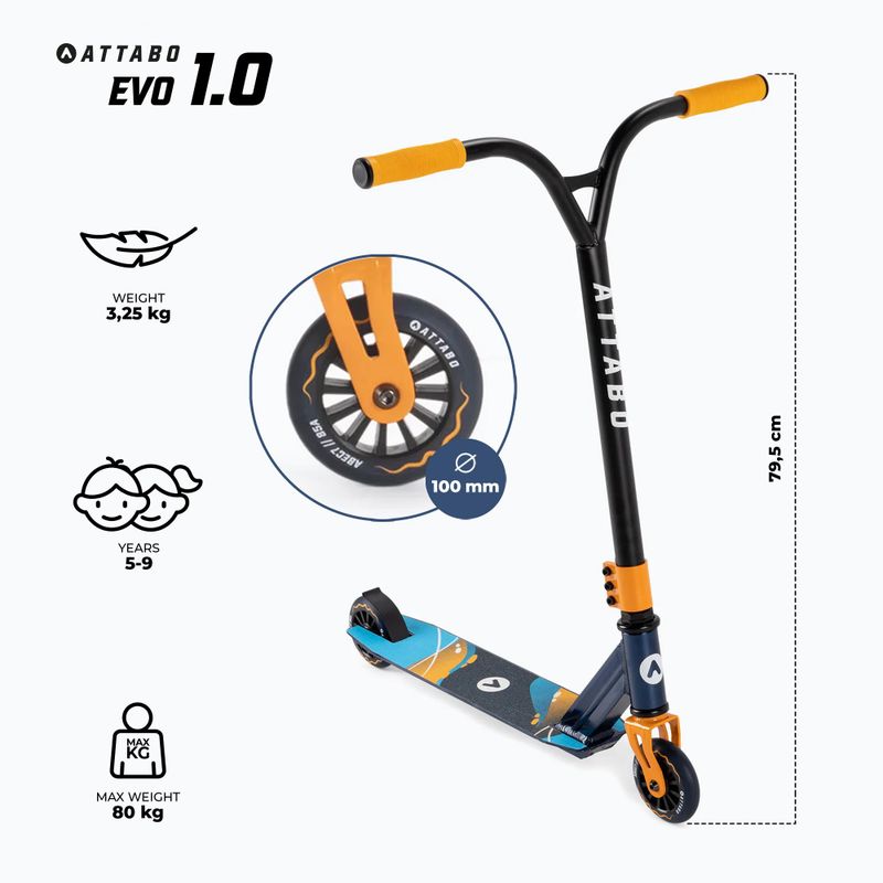 Самокат фрістайл дитячий ATTABO EVO 1.0 блакитний 2