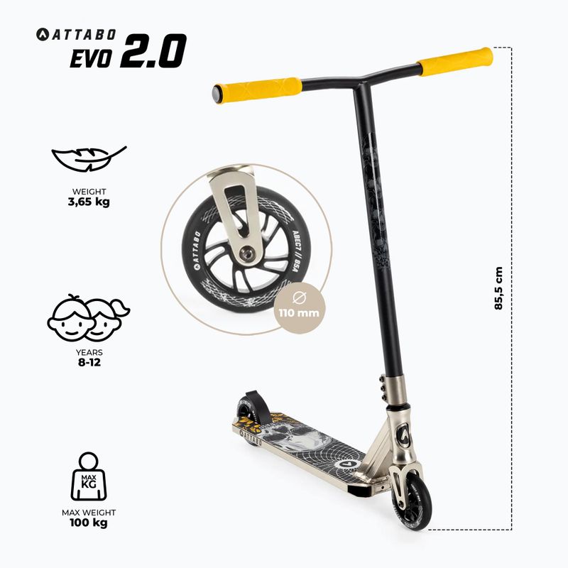Самокат фрістайл дитячий ATTABO EVO 2.0 сріблястий 2