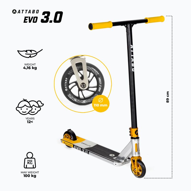 Самокат фрістайл дитячий ATTABO EVO 3.0 жовтий 2