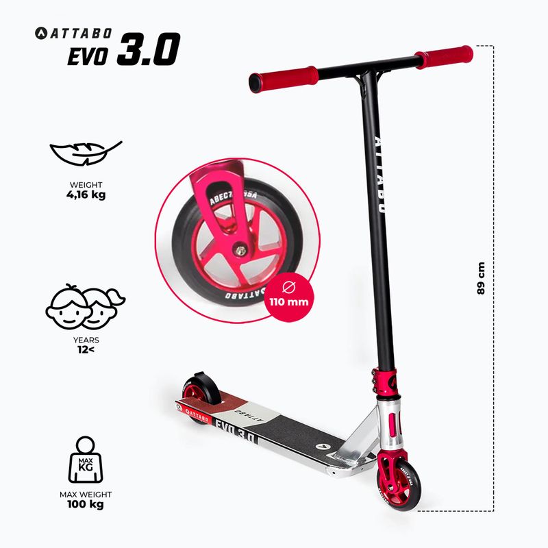 Самокат фрістайл дитячий ATTABO EVO 3.0 червоний 2